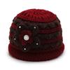 Idoso chapéu de inverno mãe das mulheres tricotado chapéu quente de meia-idade e idoso forrado de lã grossa bacia chapéu velha senhora chapéu