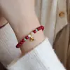 Pulseira de Cinábrio para Mulheres, Fique Rico Imediatamente, Pulseira Trançada do Ano do Zodíaco, Pulseira de Casal, Design Elástico, Nova Joia Estilo Chinês