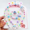 Joyería de collar de perlas de colores para niños, conjunto de pulsera de cuentas para niñas, diadema de dibujos animados, pendientes, accesorios para niñas princesas