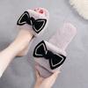 Elegante bowknot pelúcia chinelos de algodão desejo Amazon melhor venda senhoras elegantes casa chinelos exteriores antiderrapantes