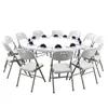 Mesa Redonda Dobrável para Uso Doméstico, Tampo Redondo Grande Simples, Mesa de Jantar Dobrável de Plástico, Mesa e Cadeiras de Jantar Minimalistas para Exterior