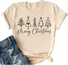 Camiseta Divertida Navideña para Mujer Woffccrd Camiseta Merry and Bright Camiseta de Árbol de Navidad