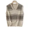 Chaleco Versátil de Algodón y Lana con Cuello en V, Estilo Fair Isle, Otoño 2026, Nuevo, para el Trabajo