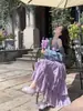 Vestido Tank Sem Manga Roxo Doce de Primeiro Amor Estilo Francês para Mulheres, Vestido Longo Suave e Chique de Verão com Beleza Deslumbrante