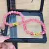 Pulsera Rosa de Cristal de Fresa Pixiu de Aleación para Mujer Regalo de Día de la Madre Cumpleaños