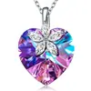 Moderna Cadena para Clavícula con Colgante de Corazón Marino Estilo Europeo y Americano Regalo para el Día de San Valentín de Mujer Colgante de Cristal en Forma de Corazón Accesorios Transfronterizos
