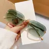 Gafas de Sol de Lujo Sin Marco con Marco de Metal con Cabeza de Leopardo Europea y Americana para Mujer, Gafas de Sol con Visera a la Moda para Hombre