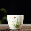 Porcelana Branca de Gordura de Carneiro Cerâmica Porcelana de Jade Xícara de Chá Escrita Gravada Xícara de Proprietário de Chá Cerâmica Conjunto de Chá Kung Fu