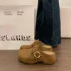 Mules de Plataforma Cerrados para Mujer 2026 con Hebilla de Cinturón, Zapatos Slip-On Perezosos que Aumentan la Altura para Mujeres Pequeñas, Nuevo Modelo de Otoño