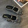 Zapatos Mary Jane de Lentejuelas a la Moda 2025 Nueva Versión Coreana Versátil Retro Ropa Exterior con Falda Zapatos Planos
