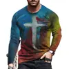 Camiseta casual de manga larga para hombre con estampado digital 3D transfronterizo europeo y americano