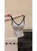 Top de Tirantes Tejido a Rayas Chic Estilo Retro de Hong Kong para Mujer, Nuevo Top Ajustado sin Mangas con Tirantes de Puro Deseo