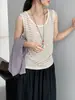 Então Colete com Sensação Refrescante tipo Cânhamo Camisola Texturizada de Verão Top sem Mangas para Mulheres Peça Versátil para Usar por Cima Camada Base E3570
