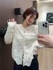 Foto Real de una Blusa para Mujer Estilo Francés Nuevo Estilo Chino con Bordado Pesado y Encaje 3D para Usar por la Tarde en Siena