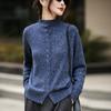 Cardigan de Lana Lavable a Máquina Nuevo para Otoño e Invierno para Mujer de Cuello Alto Medio Rizado Tejido Reductor de Edad Tejido de Hilo Floral Top Holgado