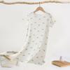 Camisola Infantil Yossi Feminina de Verão Fina Manga Curta Longa Pijama de Menina Classe A Floral Estilo Princesa Roupa de Casa