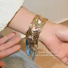 Pulseira de Metal Larga Tendência Retrô Esmalte Pingado Trabalho Pesado Fashionável Alto Valor Versátil Temperamento Único Joia Feminina Pulseira