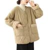 Abrigo acolchado de algodón con costuras de lana de cordero sin cuello para mujer invierno estilo coreano holgado sentido del diseño nicho forro polar grueso