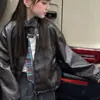 Chaqueta de cuero para niña, de manga larga, estilo Maillard moderno y elegante primavera/otoño 2026, abrigo de cuero tipo biker para niña pequeña