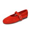 Zapatos Planos Mary Jane de Piel de Vaca de Primera Capa con Punta Redonda, Zapatos de Mujer de Cuero Genuino con una Sola Correa y Boca Baja, Estilo Coreano