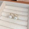 Pendientes de plata con forma de círculo de circón y perla para mujer, aretes sencillos a la moda que combinan con todo, diseño de temperamento de nicho, venta al por mayor
