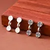 S925 plata pura maciza vintage moneda viga de equilibrio colgante separador cuenta pieza separador irregular pulsera de cuerda trenzada DIY accesorios