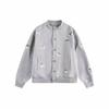 Casaco Cardigan Bordado de Cachorro de Desenho Pesado com Botões Moletom Feminino Estilo Coreano Primavera e Outono Preguiçoso Jaqueta Baseball Solta
