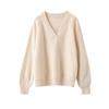 Suéter de Cachemira Cuello en V Sencillo Color Sólido Punto de Lingote Nuevo para Otoño e Invierno para Mujer Suéter de Punto Grueso Estilo Holgado Perezoso