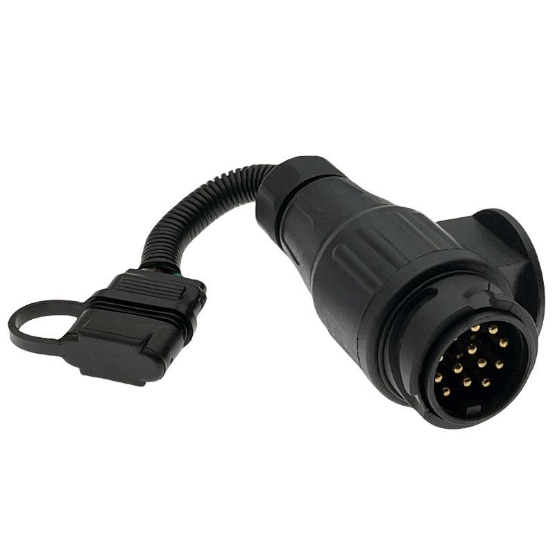 13芯欧式插头转4芯扁插座拖挂房车电源信号转接插头插座连接器