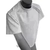 Camiseta de manga corta de peso pesado estilo americano para hombre, resistente de verano, versátil, elástica, corte ajustado, cuello pequeño, prenda interior
