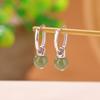One Deer Silver S925 Sterling Silver Hetian Jade Fine Water Jade Beeswax Retro Simple Round Bead Brincos Temperamento All-match Silver Ear Clip