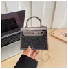 Bolsa Kelly 2026 Novo Estilo Bolsa de Mão Estampada Fecho Fashion Bolsa Platina Ombro Único Transversal Elegante Lantejoula Bolsa Feminina