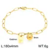 Pulsera Cuadrada de Moda con Letras Inglesas (26), Cadena Sencilla Tipo Clip Estilo Ins, Bola Redonda, Acero de Titanio Chapado en Oro de 18K