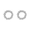 Pendientes geométricos redondos de alta gama de plata 925 de estilo coreano con incrustaciones de circonita, pendientes sencillos de moda que combinan con todo.