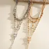 Juego de Cuatro Piezas de Collares con Colgante de Cruz Incrustada de Diamantes Estilo Metal Europeo y Americano, Collares en Capas de Alto Grado Estilo Ins Personalizados Transfronterizos