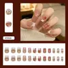 Caramelo Colorido Cuadros Franceses Lazo Oso Lindo y Juguetón Pegatinas para Uñas Removibles Uñas Portátiles 24 Piezas