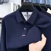 Camisa polo de algodón puro transfronteriza, nueva colección de otoño para hombre, de longitud media, camiseta de manga larga business casual, top para hombre, adecuada como camiseta interior