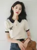 Camiseta Blanca de Manga Corta con Cuello Polo para Mujer, Nuevo Modelo de Verano 2026, Top de Mariposa Único y Hermoso, Moderno