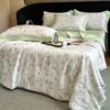 Conjunto de Quatro Peças de Colcha Fresca de Verão Tencel Luxo Leve Fresco Solteiro e Casal Colcha de Verão Lavável à Máquina Colcha para Ar Condicionado Colcha Fina