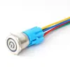 Interruptor de Botón Pulsador Metálico con Cable 12mm 16mm 19mm 22mm Rearme Automático Momentáneo Inicio Alimentación Botón de Auto-Bloqueo