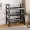 Prateleira de chão com cestos para vegetais, armazenamento móvel, micro-ondas, armazenamento de vegetais, prateleira doméstica multifuncional, estante de armazenamento