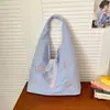 Bolsa Transversal Ins Coreana Estampada com Laço e Xadrez Bolsa de Lona Fresca e Fofa Estilo Menina Grande Capacidade Bolsa de Ombro
