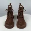 Botines estilo Martin de gamuza con suela gruesa para mujer, colección otoño/invierno 2026, con punta ancha, suela de plataforma y forro de felpa, estilo Chelsea, y botines cortos estilo Birkenstock