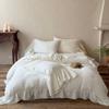 Chica Francesa Elegante Algodón Puro Hilo de Dos Capas Juego de Cuatro Piezas Encaje de Algodón Puro Encaje Blanco Cama Sábanas Funda de Edredón Almohada de Caramelo