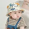 Chapéu de Pescador Infantil Chapéu Balde com Desenho de Dinossauro para Meninos e Meninas, Chapéu de Sol para Bebês, Chapéu Fino e Respirável com Proteção Solar para Todas as Estações, Atacado do Fabricante