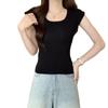 Cuidado com o Laço Escondido nas Costas do Suéter de Tricô para Mulheres, Design Estilo Coreano de Verão, Top Curto Slim-Fit de Nicho