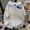 Sudadera con capucha informal holgada estilo Ins japonés y coreano para mujer, otoño e invierno, estilo coreano, holgada, forrada de forro polar, chaqueta cárdigan con cremallera para estudiante