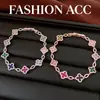 Pulsera de Cierre de Flor con Zirconia Bañada en Oro Real de 18K Color Dopamina Pulsera Exquisita Joyería de Lujo Ligero de Alta Gama