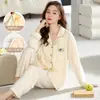 Pijama para Mujer para Primavera y Otoño, Cardigan de Algodón, Manga Larga, Pantalón Largo, Ropa de Casa, Adecuado para Usar Afuera, Conjunto de Ropa Postparto para Maternidad y Lactancia