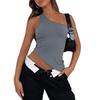 2025 Wish Export Shopee Amazon Transfronterizo Europeo y Americano Verano Color Puro Sin Mangas Habitación Individual Asimétrico Ropa de Mujer